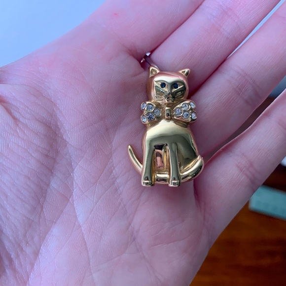 Vintage rare Krementz cat brooch 14K overlay - Picture 3 of 7